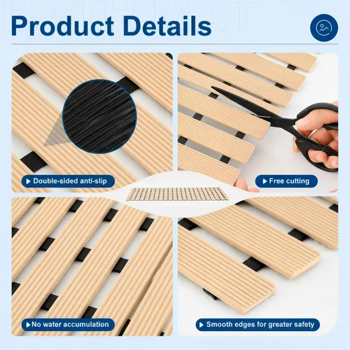 Miniatura 4 de AceOrbit Tapete con peso antideslizante para bañera, tapete de baño texturizado de elastómero termoplástico (TPE) para superficies texturizadas
