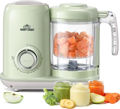 AMZBABYCHEF Fabricante de Alimentos para Bebés, Procesador de Alimentos para Bebés y Vaporizador 4 en 1, Mezclador de Puré, Fabricante de Puré