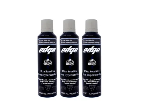 Edge Gel de afeitado, sin fragancia, ultra sensible, 7 onzas (paquete de 3)