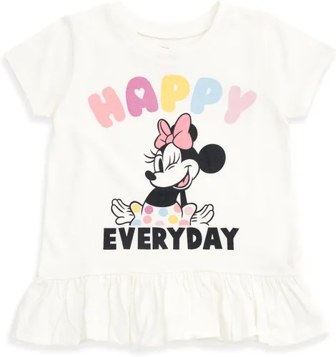 Miniatura 4 de Disney Minnie Mouse - Conjunto de camiseta floral arcoíris y pantalones cortos de cambray, tallas de bebé a niño grande (12 meses - 14-16)