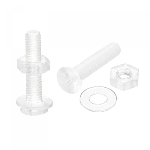 Miniatura 17 de uxcell Tornillos de máquina Phillips de plástico M4 x 0.787 in con tuercas y arandelas planas, pernos de máquina de cabeza plana de PC