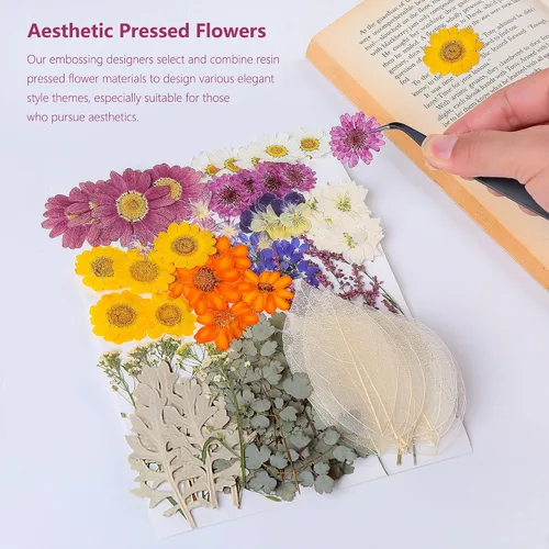 Miniatura 3 de 100 piezas de flores y hojas secas prensadas reales, herbario de plantas naturales para moldes de resina DIY, fabricación de joyas y manualidades