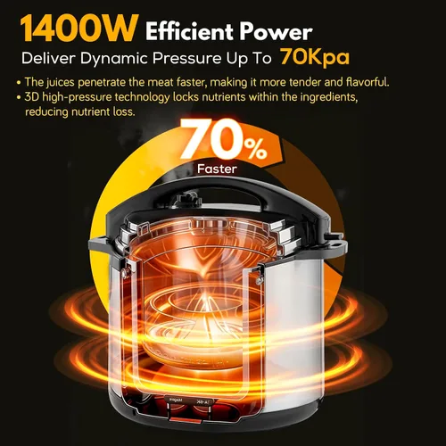 Miniatura 2 de Olla a presión comercial de 12 L/12.8 cuartos de galón, olla a presión 10 en 1 con olla antiadherente, olla a presión eléctrica de 1400 W