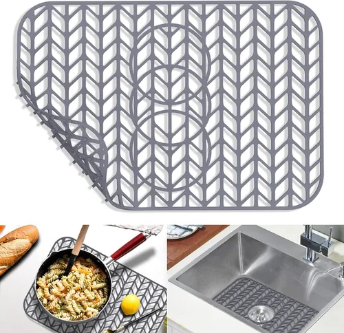 Miniatura 20 de GUUKIN Protectores de Fregadero para Alfombrilla de Cocina - 29" x 15.35" Alfombrilla de Silicona para Fregadero de Cocina con Rejilla para el Fondo