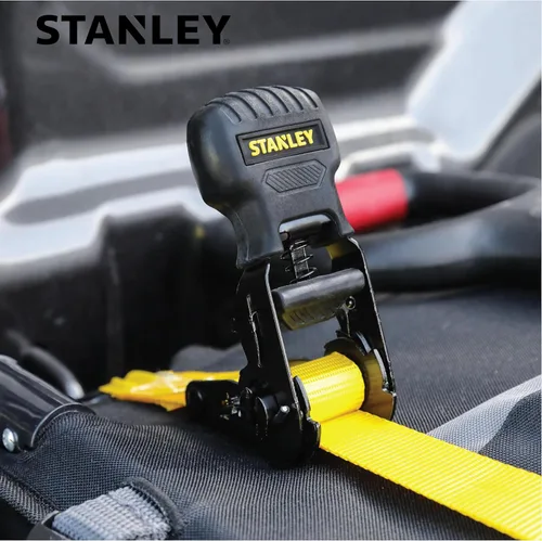 Miniatura 7 de STANLEY S10002 Correas de amarre de trinquete negras/amarillas de 1 pulgada x 10 pies - Carga de trabajo segura de 500 libras / Resistencia a