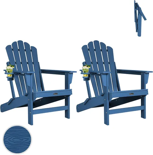 Miniatura 54 de FUNBERRY Juego de 6 sillas plegables Adirondack para todo tipo de clima, sillas para hogueras de polietileno de alta densidad con portavasos