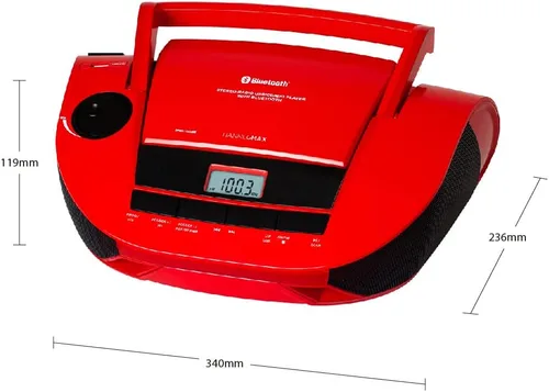 Miniatura 5 de HANNLOMAX Boombox de CD portátil HX-328CD con radio AM/FM, Bluetooth, puerto USB para reproducción de MP3, fuente de alimentación dual AC/DC Aux-in.
