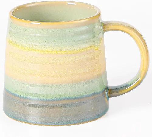 Miniatura 13 de Taza de café grande de cerámica, tazas de cerámica hechas a mano, tazas de té con mango grande para oficina y hogar, 15.5 onzas, aptas para Azul