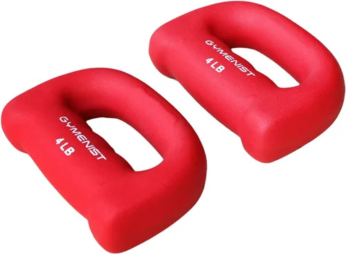 Miniatura 3 de GYMENIST Juego de 2 mancuernas de neopreno en forma de mano para ejercicio, correr, caminar, cardio, par 1 libra rosa