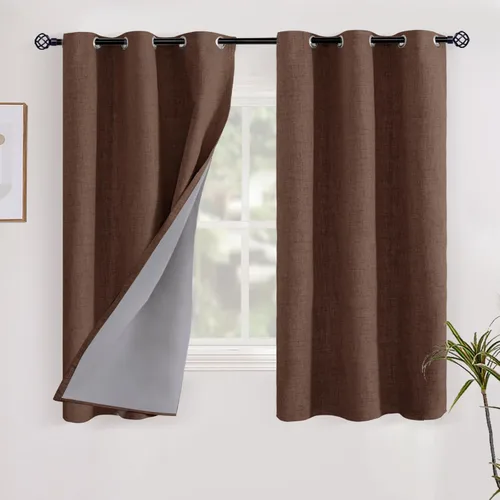Miniatura 75 de YoungsTex - Cortinas opacas de lino para dormitorio, oscurecimiento de la habitación, cortinas con textura de lino, paneles con aislamiento térmico