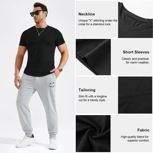Miniatura 3 de Paquete de 3 camisetas de cuello redondo para hombre, de algodón, hipster, hip hop, clásica