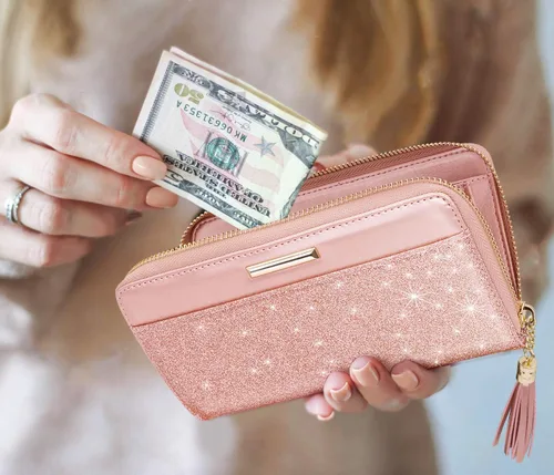 Miniatura 5 de Coco Rossi Carteras para mujer, de piel sintética, tarjetero organizador con borla y correa de muñeca