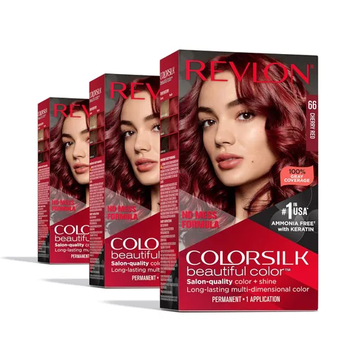 Miniatura 4 de Revlon Colorsilk Tinte permanente para el cabello, cubre 100 % las canas, sin amoníaco, con queratina y aminoácidos, tonos rojos (paquete de 3)