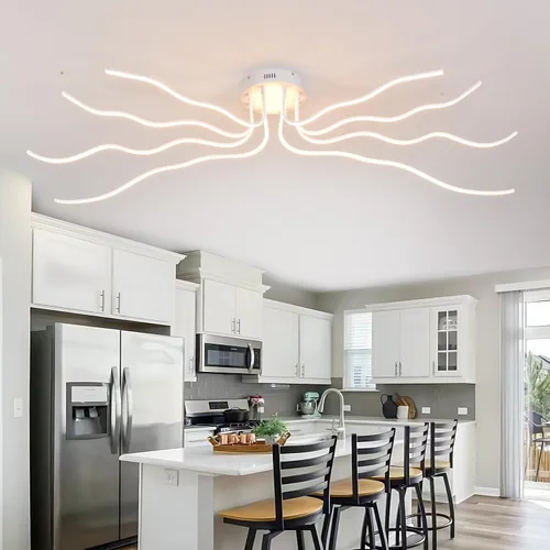 Miniatura 2 de Lámpara de techo LED moderna regulable para comedor, lámpara de cocina de lujo, 8 luces, cerca de techo, montaje empotrado