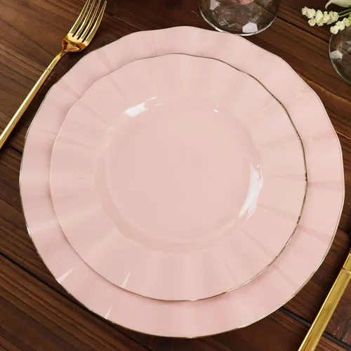 Miniatura 21 de Efavormart - Platos de cena de 11 pulgadas – Juego de 10 platos desechables redondos de plástico negro con borde dorado rizado – Vajilla elegante