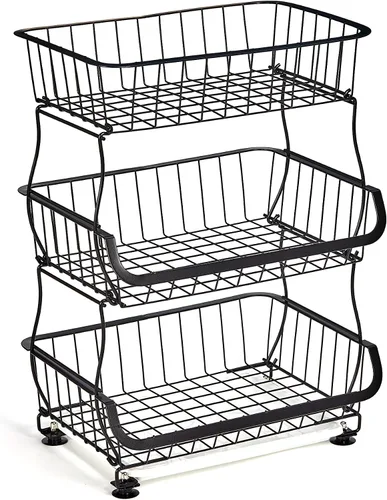 Miniatura 6 de FANWU Soporte de cesta de frutas de 4 niveles, carrito de almacenamiento de frutas y verduras, cesta de almacenamiento de alambre con ruedas, Bronce