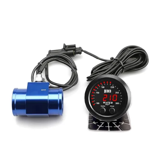 Medidor de temperatura de agua universal de 52 mm, 100-300F (38-150C), electrónico, digital, LED, rojo, DC12V/24V, para automóvil, con adaptador de