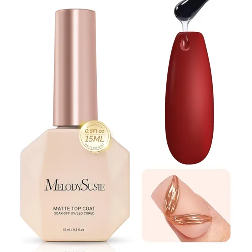 Miniatura 9 de MelodySusie 2 capas superiores de gel mate de 0.5 onzas líquidas, fórmula resistente al polvo, curable UV de larga duración para detalles de pintura