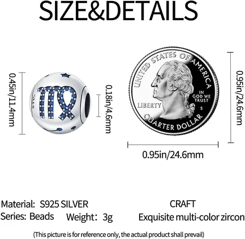 Miniatura 39 de Pandach 12 dijes de cumpleaños con signo del zodiaco de plata de ley 925 con piedra natal para mujer, pulsera, collar, pulsera, regalo para mujeres