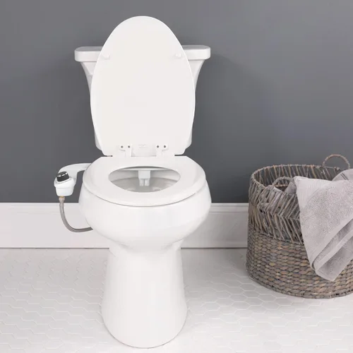 Miniatura 2 de BioBidet SlimEdge - Accesorio de inodoro de bidé simple en blanco con boquilla doble, rociador de agua dulce, no eléctrico, fácil de instalar