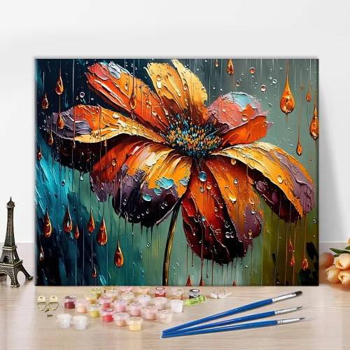 TUMOVO Pintura de flores por números, pintura al óleo abstracción para adultos y niños, pintura por números, plantas por números con pinceles y