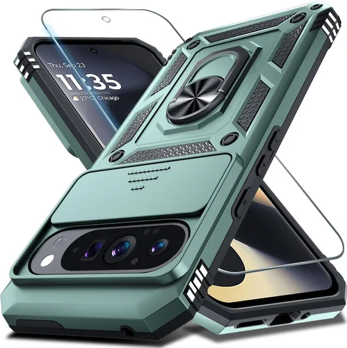 Miniatura 36 de Janmitta - Funda compatible con Google Pixel 9 Pro XL con cubierta deslizante para lente de cámara incorporada + protector de pantalla + soporte