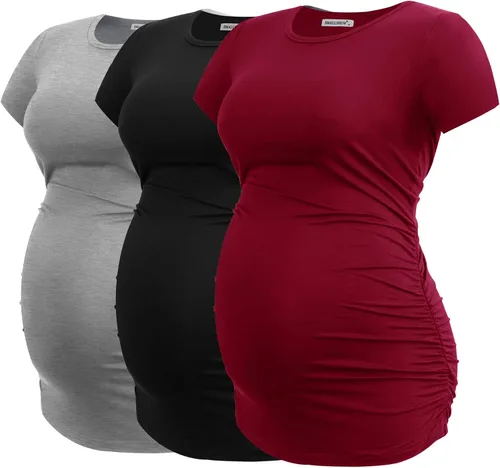 Miniatura 67 de Smallshow - Camiseta de maternidad para mujer, diseño de lados fruncidos, tipo túnica, prendas para el embarazo