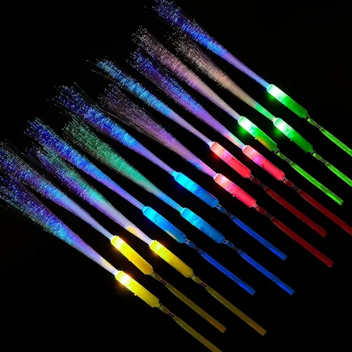 Kasyat Varitas de fibra brillante, 10 varitas de fibra óptica, varitas LED de colores intermitentes, accesorios para bodas, regalos de fiesta de