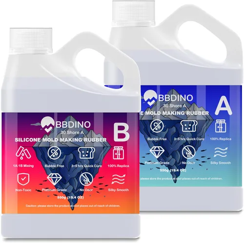 Miniatura 10 de BBDINO Kit de fabricación de moldes de silicona, silicona líquida para fabricación de moldes 30A transparente, goma de silicona de alta resistencia