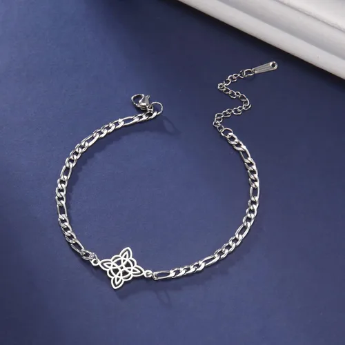 Miniatura 30 de Pulsera de nudo de bruja, nudo celta, símbolo de Wicca pagana, nudo mágico, pulsera de joyería de brujería, pulsera de acero inoxidable ajustable