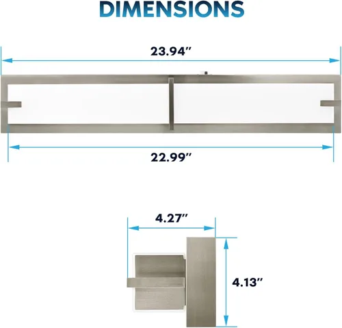 Miniatura 4 de LUXRITE Luces LED de tocador de 24 pulgadas de níquel cepillado para baño, 3CCT seleccionables, 3000K, 4000K, 5000K, barra de luz moderna sobre
