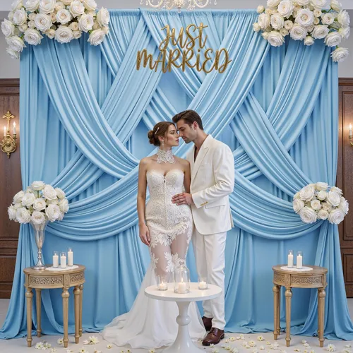Miniatura 5 de Cortina de fondo azul bebé de 10 pies x 8 pies sin arrugas para fiesta, cortinas de fondo de poliéster azul para fotografías, decoraciones para baby