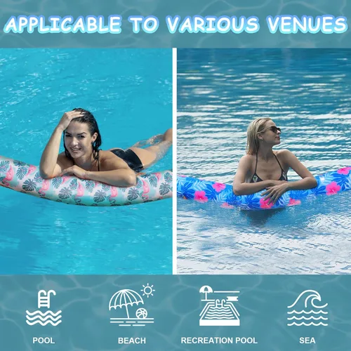 Miniatura 2 de Fideos inflables para piscina, paquete de 2 de tela suave de secado rápido cubiertos, fideos flotadores grandes para piscina, flotadores premium