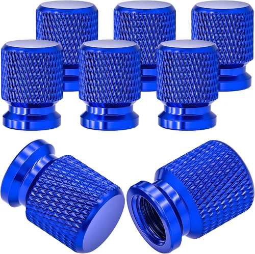 Miniatura 20 de 4 piezas de tapas de válvula de rueda con estilo púas, cubiertas universales de válvula de rueda de aleación de aluminio a prueba de polvo
