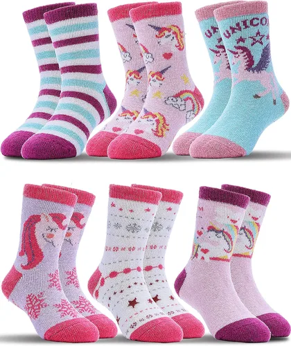 MOGGEI Calcetines cálidos de lana para niños y niñas pequeños de invierno, gruesos, para senderismo, pesados, térmicos, acogedores, para botas, 6
