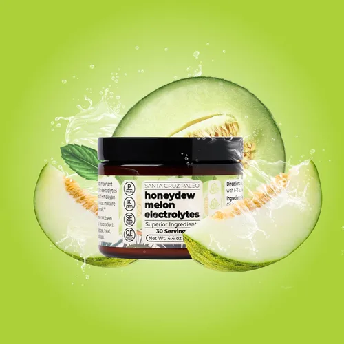 Miniatura 2 de Santa Cruz Paleo Polvo de Electrolitos en Polvo, Sabor Melocotón de Honeydew, Mezcla de Bebida Hidratante Sin Azúcar con Sal Rosa del Himalaya, Sal