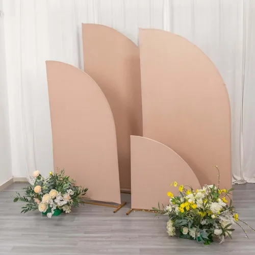 Miniatura 274 de Efavormart - Juego de 4 fundas de elastano beige para arco de media luna, fundas de telón de fondo Chiara de 2.5 pies a 7 pies para escenarios
