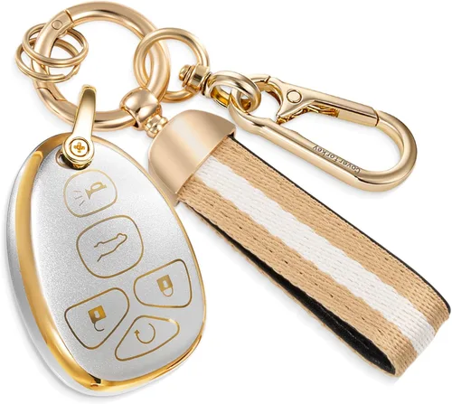 Miniatura 23 de para Buick - Funda para llavero con llavero de cuerda trenzada metálica anti-pérdida mejorada, carcasa suave de TPU exquisita para Avenir Envision