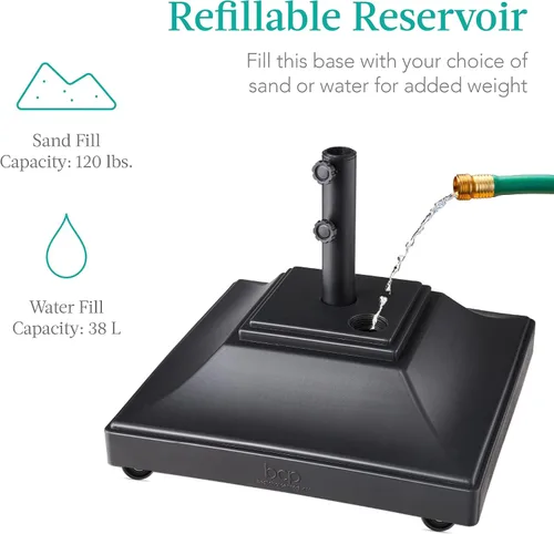 Miniatura 4 de Best Choice Products Base de Sombrilla Móvil Rellenable, Base de Servicio Pesado, Soporte de Mercado Cuadrado Escalonado para Patio, Terraza, Negro