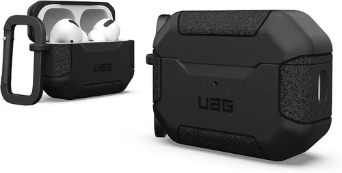 URBAN ARMOR GEAR UAG-APPROGEN2S-BK - Funda para Apple AirPods Pro de 2ª generación (resistente a los impactos, mosquetón incluido, carga MagSafe),