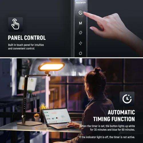 Miniatura 5 de NEEWER Basics - Lámpara LED de escritorio de 16 W para iluminación de lectura de videoconferencias en casa, oficina en casa, cuidado de los ojos