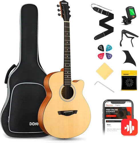 Miniatura 8 de Donner DAG-1CL - Kit de guitarra acústica para zurdos para principiantes y adultos, tamaño completo, juego de guitarra acustica zurdos con correa