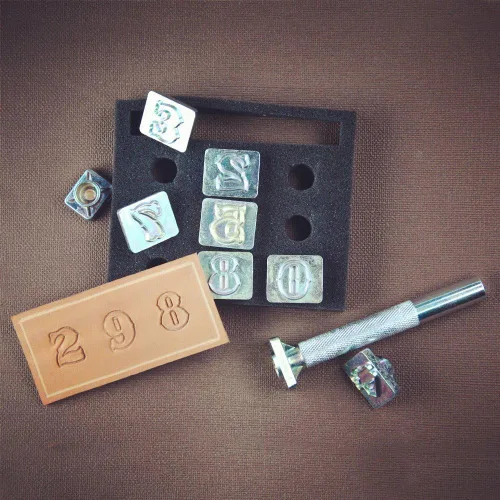 Miniatura 5 de OWDEN Kit profesional de herramientas de estampado de números de 10 piezas (3/4 de pulgada, 0.748 in de alto) para artesanía de cuero, herramienta