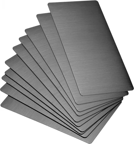 uxcell Tarjeta de metal en blanco de 3.150 x 1.575 x 0.016 in, placa de acero inoxidable 201 cepillado para bricolaje impresión láser grabado negro