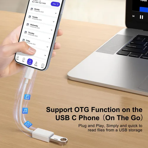 Miniatura 5 de Adaptador USB C a USB 3.0 (paquete de 2), USB C macho a USB hembra OTG cable Thunderbolt3 a USB adaptador compatible con MacBook Pro/Air, iPad Pro