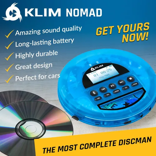 Miniatura 3 de KLIM Nomad Transparente Azul - Reproductor de CD portátil Walkman con batería de larga duración - Incluye auriculares - Discman reproductor de MP3