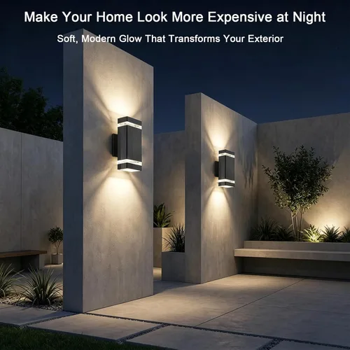 Miniatura 7 de iYogaled Lámpara exterior del amanecer al anochecer, luces de pared exteriores dobles hacia arriba, luces exteriores modernas para casa, aplique