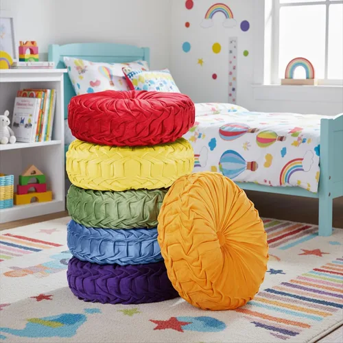 Miniatura 9 de Yerliker 6 cojines de suelo redondos de terciopelo de 15 pulgadas, cojines flexibles y coloridos para sofá, silla, sala de estar, dormitorio