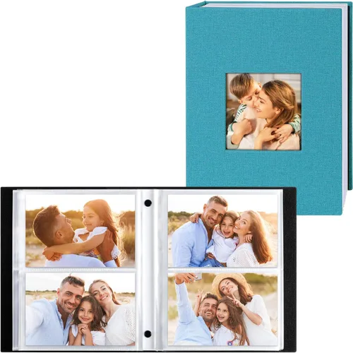 Miniatura 40 de Ywlake Álbum de fotos de 4 x 6 pulgadas, 50 bolsillos, paquete de 2 unidades, mini capacidad de lino de pequeña capacidad, cada paquete tiene