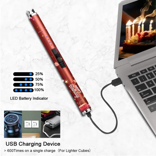Miniatura 5 de Encendedor de arco de vela SUPRUS USB eléctrico con batería LED mejorada, pantalla de batería, interruptor de seguridad, recargable, sin llama